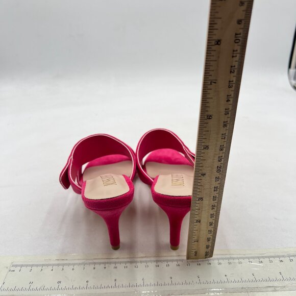 miss left Hot Pink Open Toe Double Straps Mules Slip On High Heel Slide Sandals - Picture 5 of 8